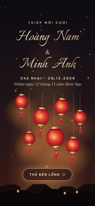 Bìa mẫu thiệp Đèn Lồng: thả đèn lồng lên trời