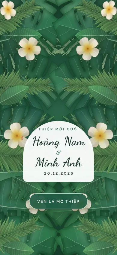 Bìa mẫu thiệp Nhiệt Đới: vén tán lá nhiệt đới