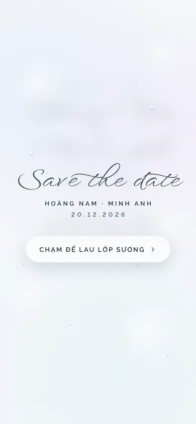 Bìa mẫu thiệp Pha Lê: lau lớp kính sương